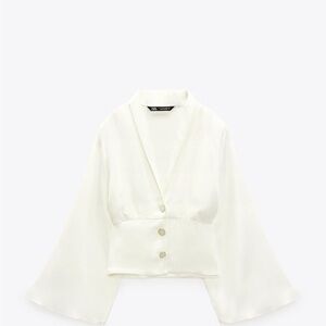 White Satin Blazer top ZARA size XS
